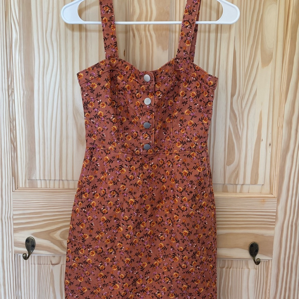 No Boundaries Orange Sleeveless Square Neck Sundress